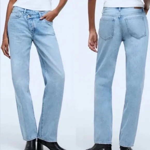 Madewell light wash low slung straight jeans asymmetrical 29 - Picture 2 of 10
